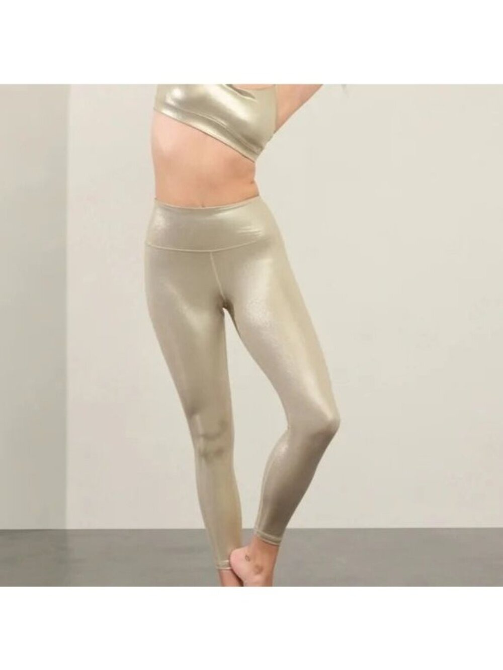 Athleta Gold Shimmer Tights Leggings NWT $99 size XL